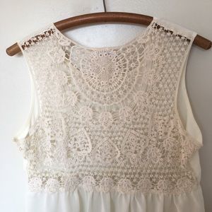 Modbe Sleeveless knitted Back Ivory Tank Top Sz L